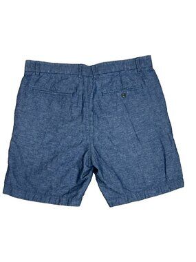 Everlane Mens Casual Chino Shorts Size 32 Indigo Blue Linen Cotton Blend